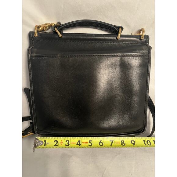 Vintage Coach Leather Willis Bag Black Top Handle Crossbody Brass Hardware USA - Picture 4 of 4